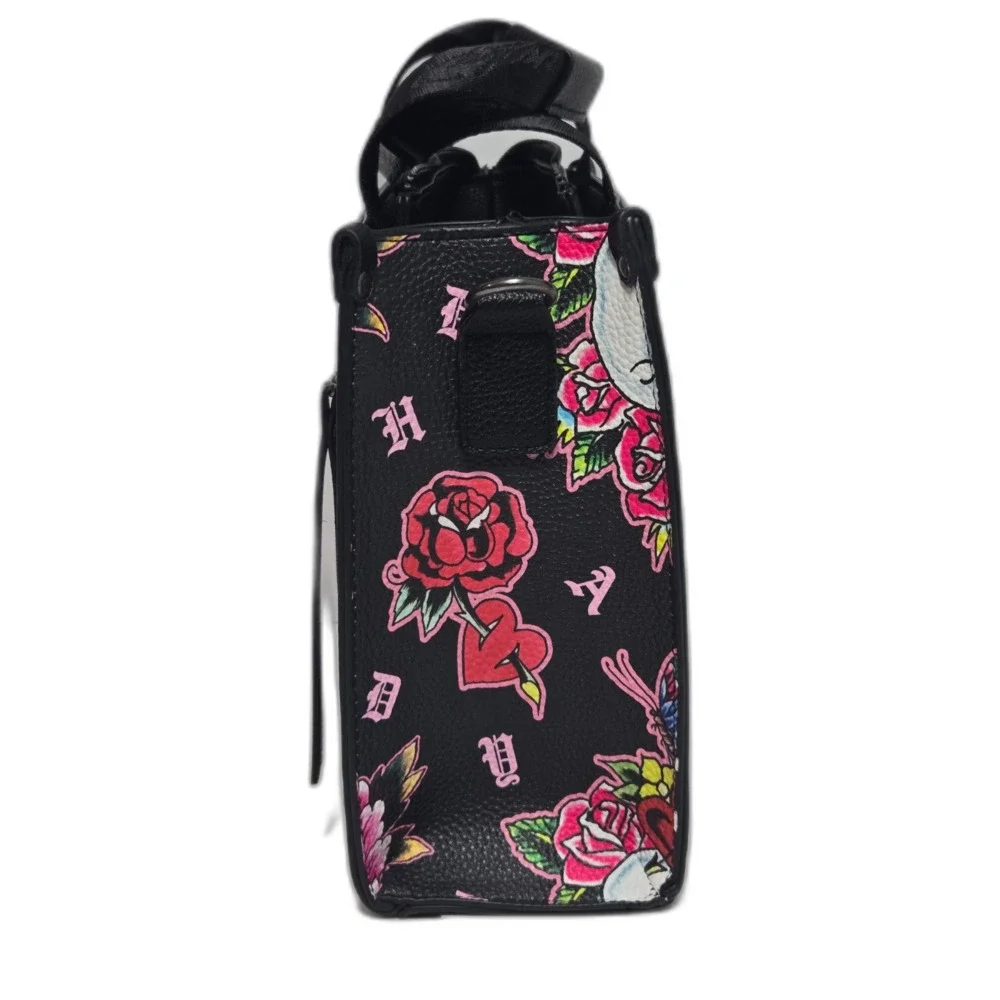 Ed Hardy Vintage Tattoo Print Satchel Bag | Black Rose Skull Y2K Handbag | EUC